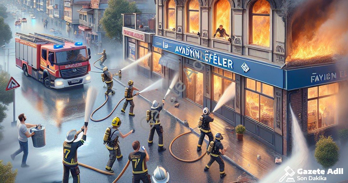 "Aydın Efeler'de İş Yeri Yangını: Komşuların Dikkati Faciayı Önledi" başlıklı haber için fotorealist